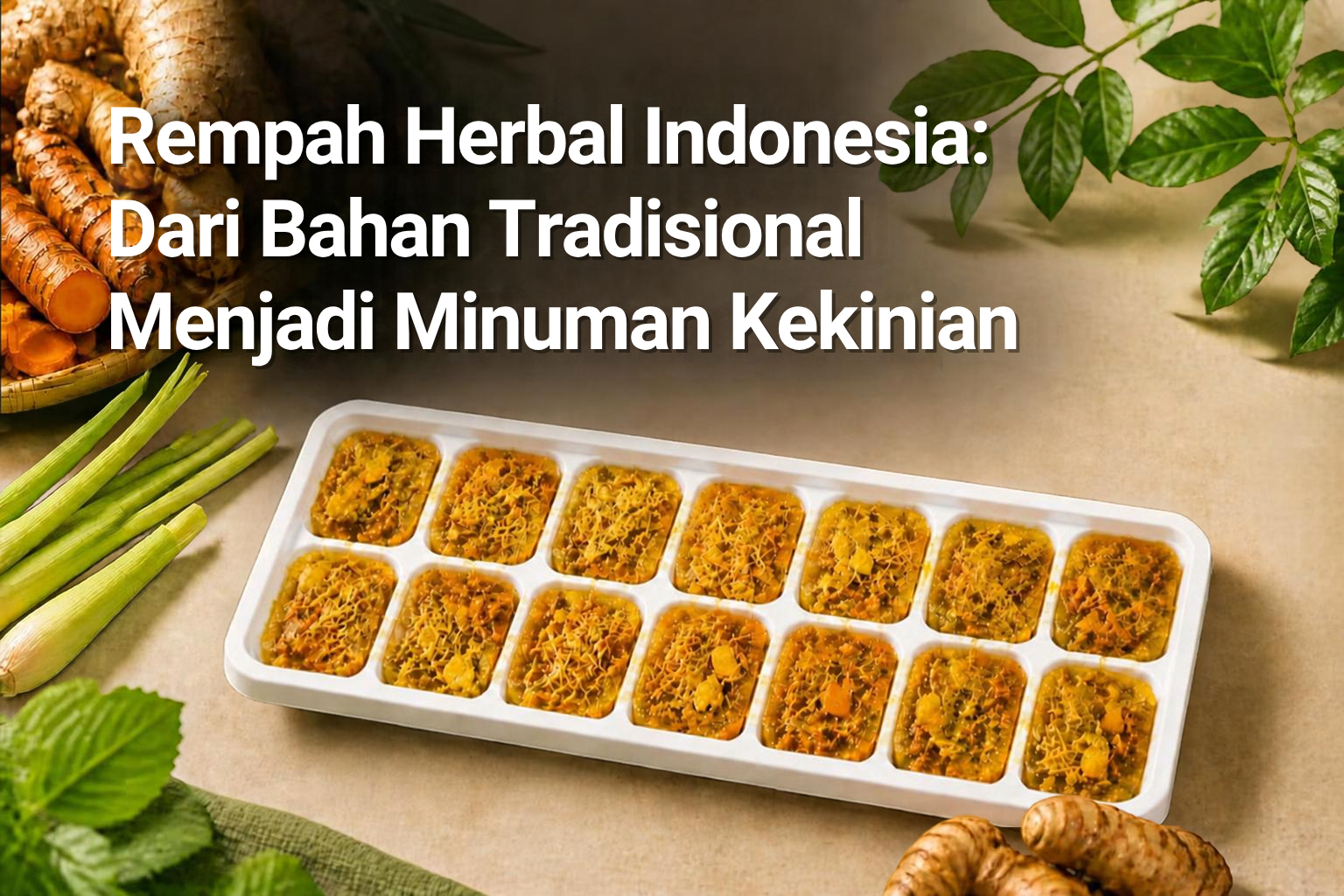 Rempah herbal Indonesia jahe kunyit lengkuas dan sereh menjadi minuman herbal kekinian